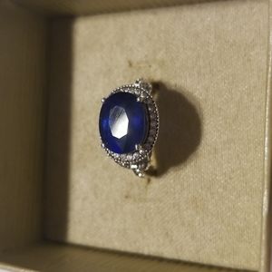 SAPPHIRE RING Sz 6 Oval 5.10 Carats 9x11mm in 925 Sterling Silver NWOT